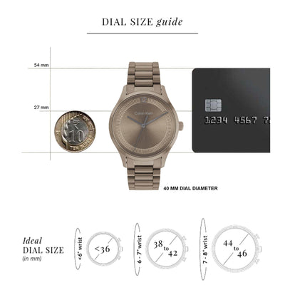 Ck Iconic Unisex Quartz Khaki Dial Analog Stainless Steel Watch 25200228