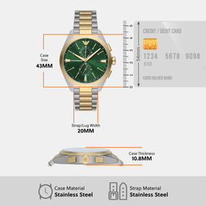 Claudio Men Quartz Green Dial Chronograph Stainless Steel Watch AR11511