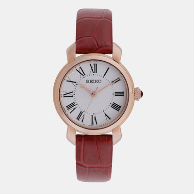 Dress Women Quartz White Dial Analog Leather Watch SUR496P1