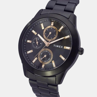 Fashion Men Quartz Black Dial Multi-Function Stainless Steel Watch TWEG18508