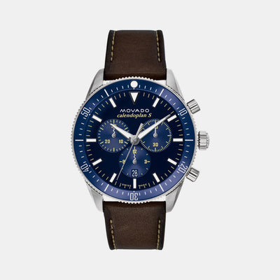 Heritage Men Quartz Blue Dial Chronograph Leather Watch 3650121