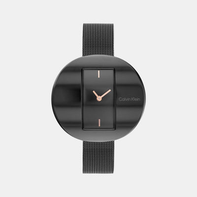 Circular Women Quartz Black Dial Analog Stainless Steel Watch 25200018