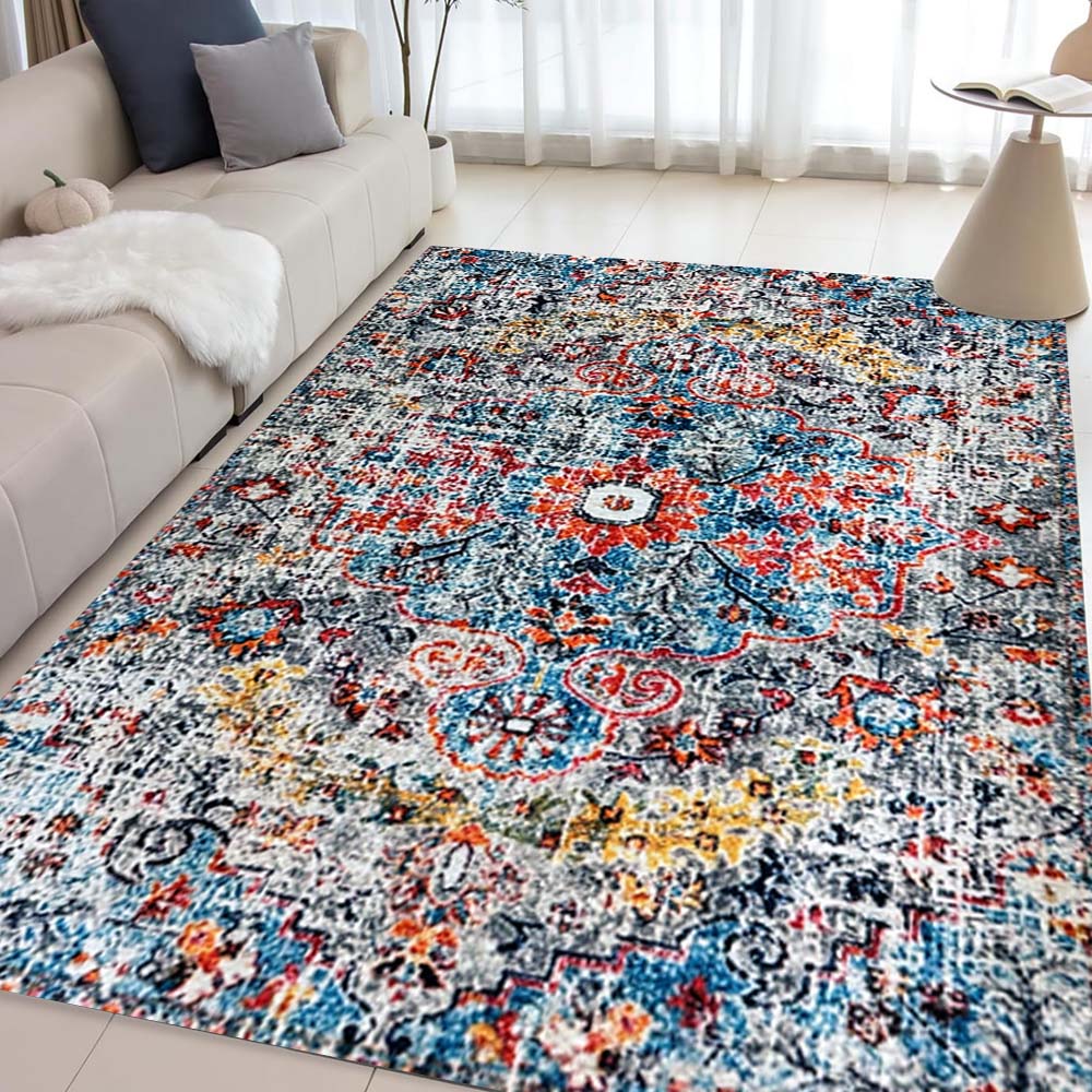 Digital Printed Premium Chenille Floor Carpet Mat, Super Soft Rug with Anti-Skid Backing, Modern Persian Carpet - CR005