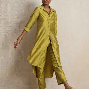 trueBrowns Green Shirt Kurta Set