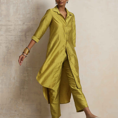 trueBrowns Green Shirt Kurta Set