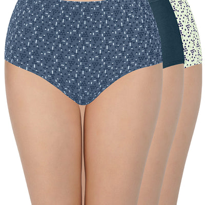 100% Cotton Full Brief Panty Pack (Pack of 3) - D028 - Multi