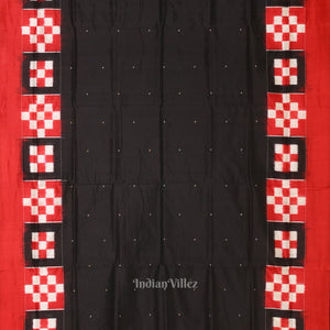 Black Red Pasapali Border Sambalpuri Ikat Silk Saree