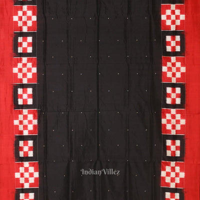 Black Red Pasapali Border Sambalpuri Ikat Silk Saree