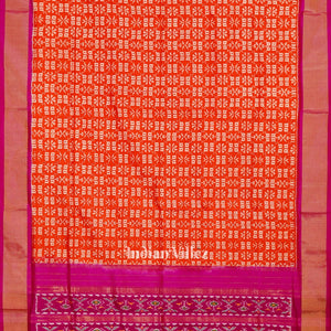 Exclusive Deep Orange Pochampally Ikat Handloom Silk Saree