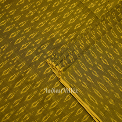 Mehendi Green Geometric Pochampally Ikat Cotton Fabric