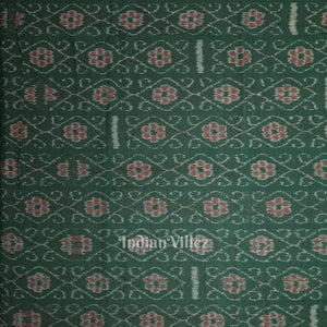 Bottle Green Flower Pasapali Design Sambalpuri Odisha Ikat Cotton Fabric