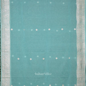 Light Blue Pure Khaddi Chiffon Banarasi Saree