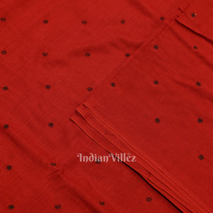 Red Floral Motif Odisha Ikat Cotton Fabric