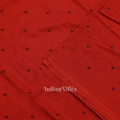 Red Floral Motif Odisha Ikat Cotton Fabric
