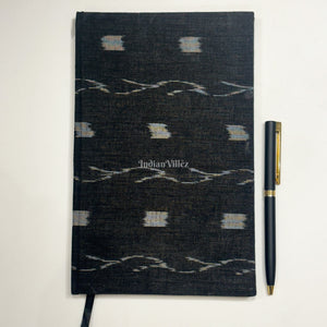 Black Butta design Handmade Ikat Woven Cotton Fabric Cover Diary