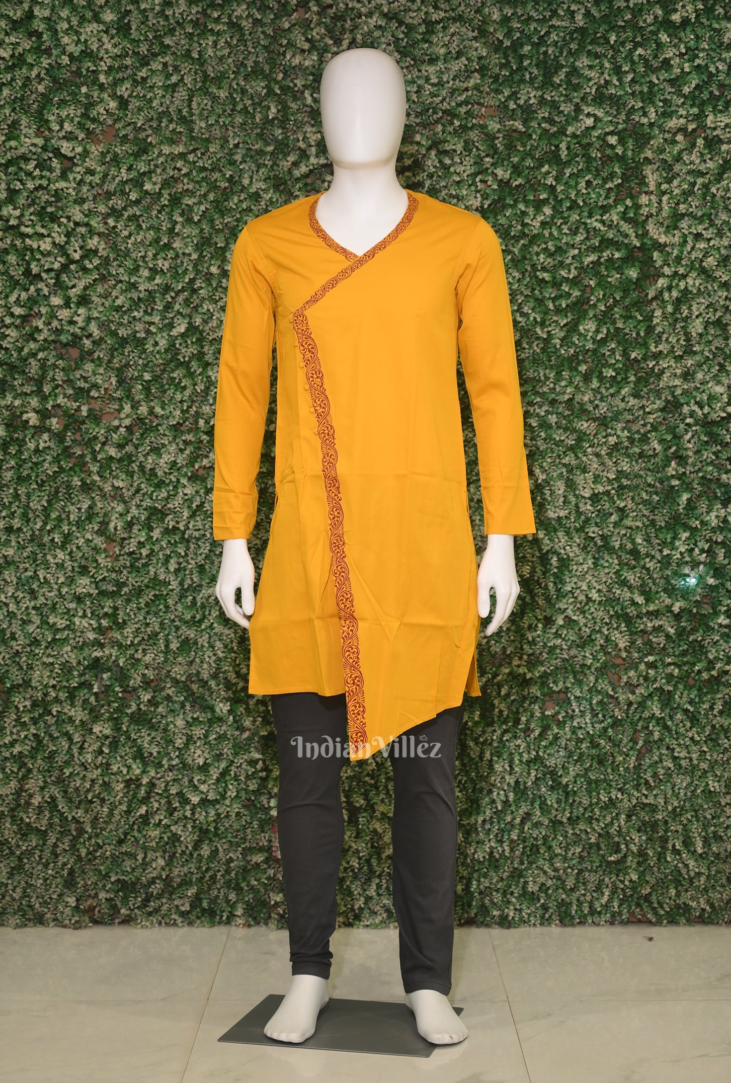 Mustard Yellow Hand-Painted Pattachitra Kurta