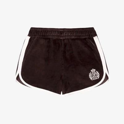 SPORTY & RICH | NY CREST VELOUR SHORT { BROWN