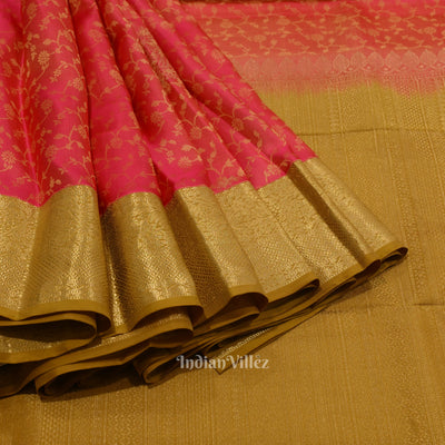 Pink With Golden Pure Kanjivaram Silk Saree