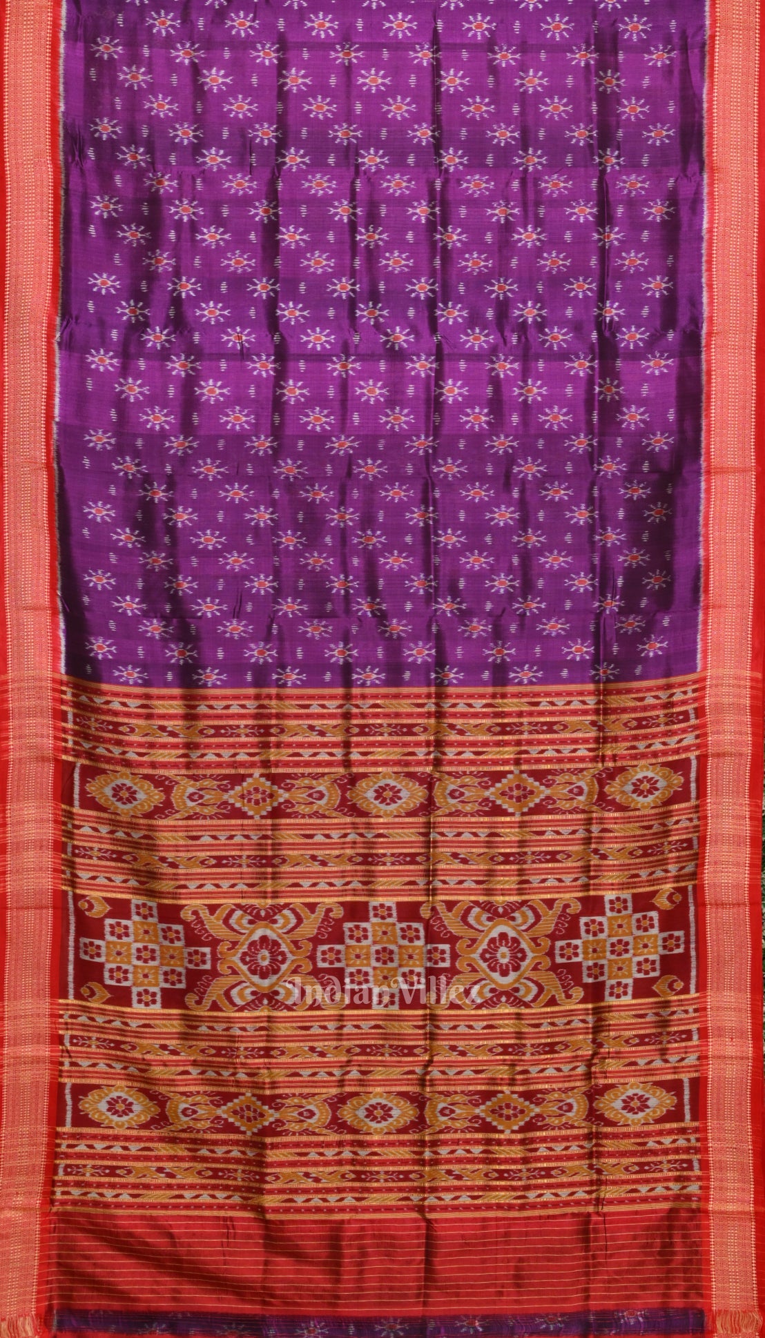 Purple Red Odisha Khandua Silk Saree