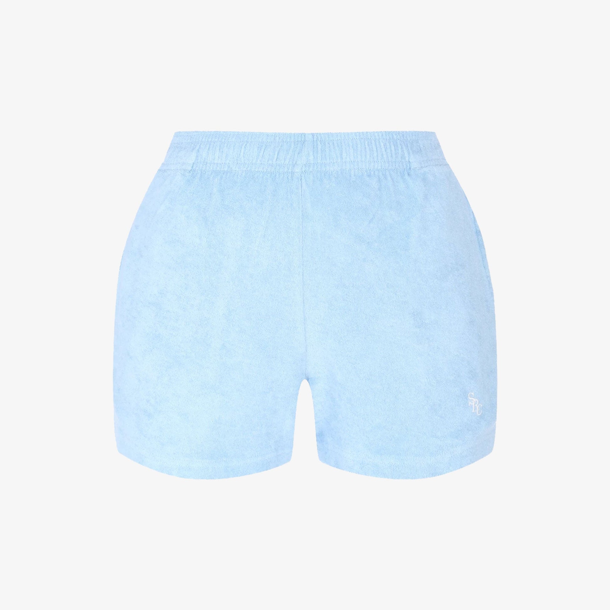 SPORTY & RICH | SRC TERRY SHORTS { SKY BLUE/WHITE