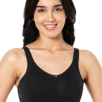 Cotton Daily Support Solid Non Padded Non-Wired Bra - Black