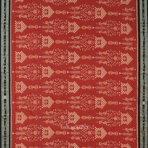 Maroon Red Black Tribal Theme Odisha Ikat Sambalpuri Cotton Saree