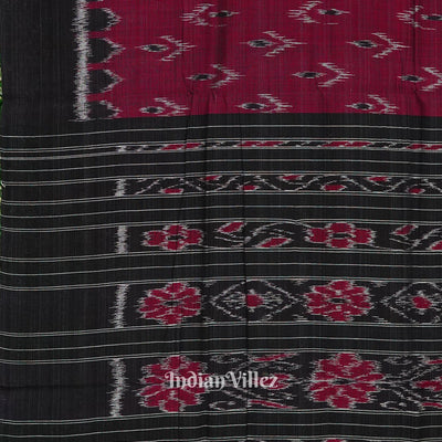 Maroon Maniabandha Mayur Chandrika Design Cotton Saree