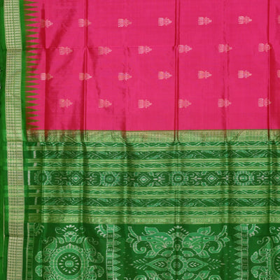 Rani Pink Green Bomkai Sambalpuri Silk saree
