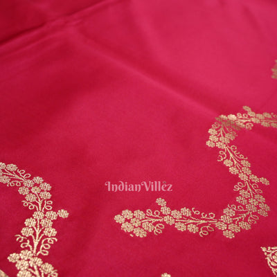 Rani Pink Soft Pure Mashru Satin Silk Banarasi Saree