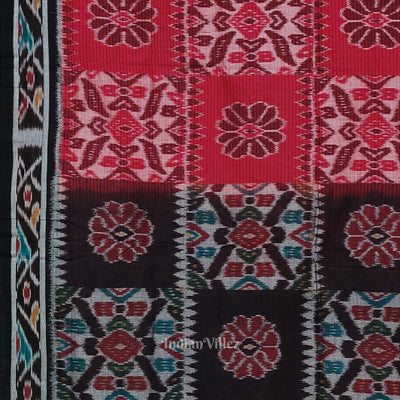 Red Black Odisha Ikat Maniabandha Cotton Saree