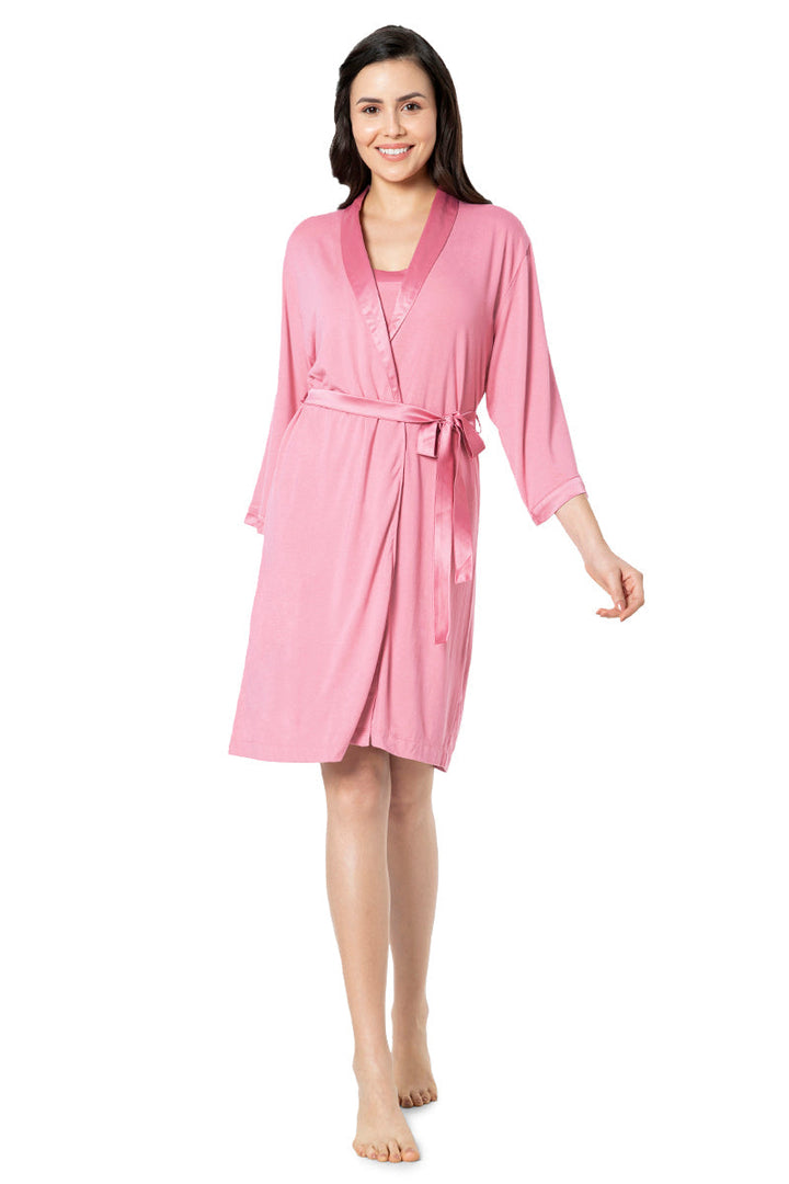 Satin Edge Robe - Cashmere Rose