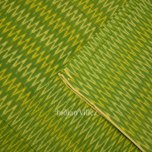 Parrot Green Handwoven Pochampally Ikat Cotton Fabric