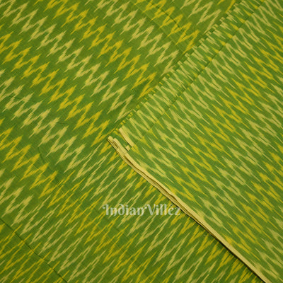 Parrot Green Handwoven Pochampally Ikat Cotton Fabric