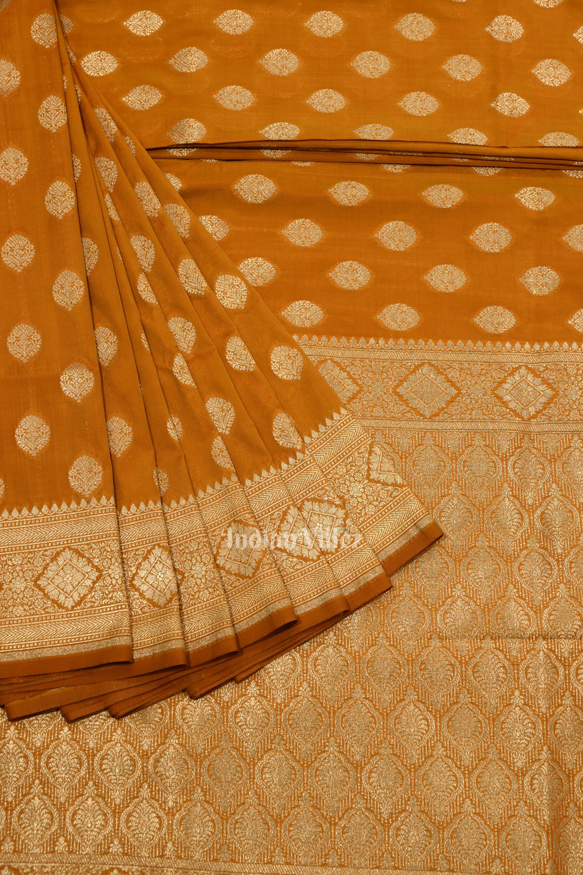 Orange Soft Pure Mashru Satin Silk Banarasi Saree