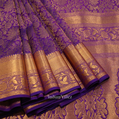 Blue With Golden Pure Kanjivaram Silk Saree