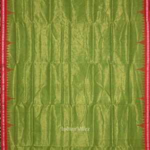 Parrot Green Red Phoda Kumbha Sambalpuri Cotton Tissue Saree