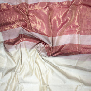 Off White Pure Silk Cotton Maheshwari Saree with Zari Border