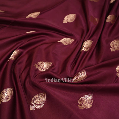 Mulberry Purple Soft Pure Mashru Satin Silk Banarasi Saree