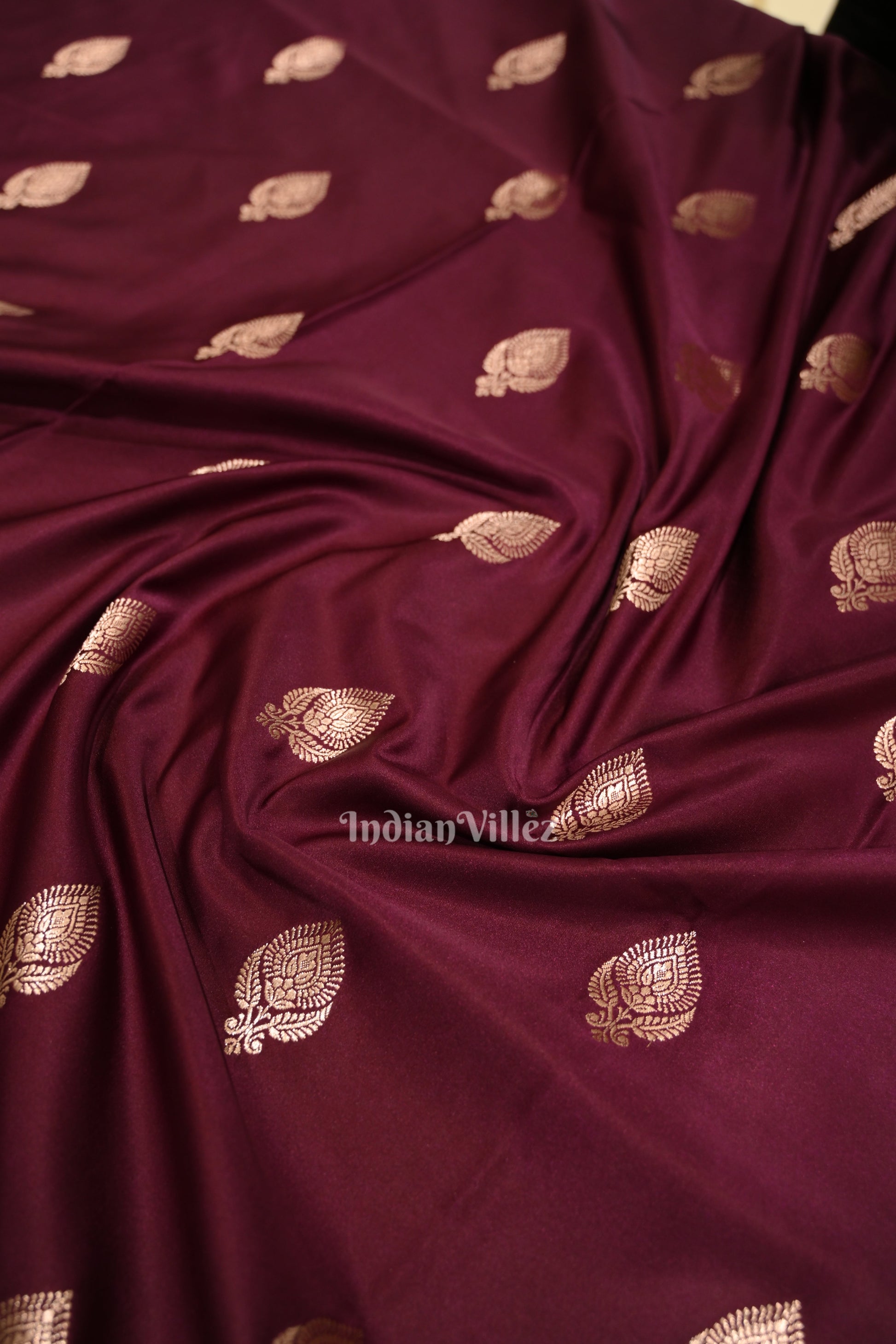 Mulberry Purple Soft Pure Mashru Satin Silk Banarasi Saree