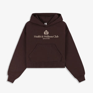 SPORTY & RICH | H&W CREST CROPPED HOODIE { BROWN
