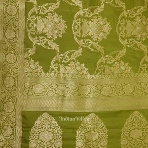 Green Meenakari Banarasi Katan Silk Saree