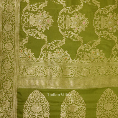Green Meenakari Banarasi Katan Silk Saree