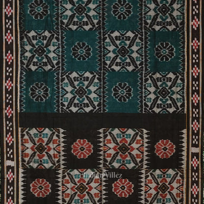 Green Black Computer Maniabandha Cotton Saree