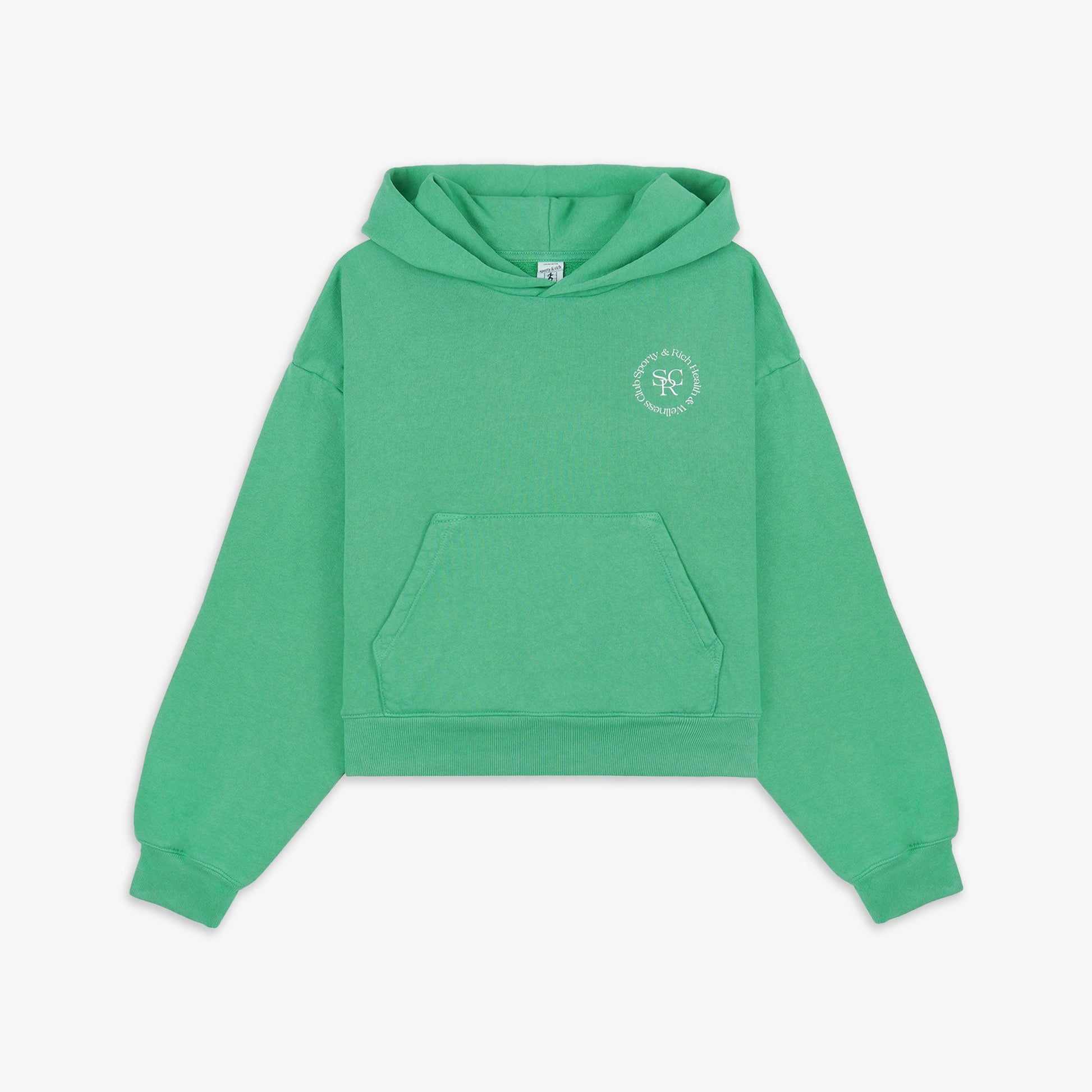 SPORTY & RICH | SRHWC CROPPED HOODIE { VERDE/WHITE