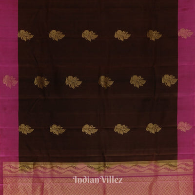 Coffee With Magenta Pure Kanjivaram Soft Silk Saree