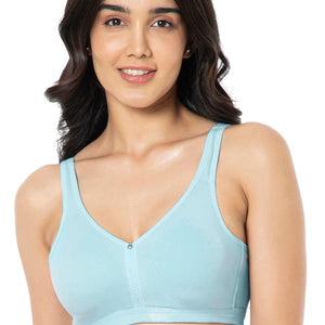 Cotton Chic Support Solid Non Padded Non-Wired Bra - Porcelain Blue