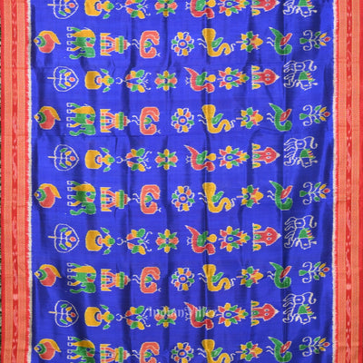 Deep Blue Nabarangi Nabakothi Odisha Ikat Khandua Silk Saree