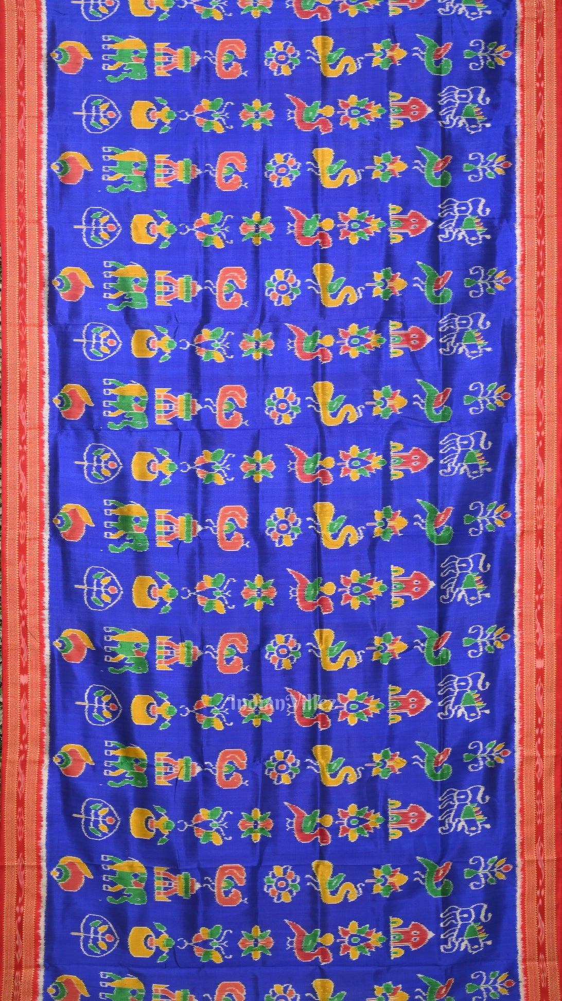 Deep Blue Nabarangi Nabakothi Odisha Ikat Khandua Silk Saree