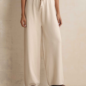 trueBrowns Ivory Woollen Flared Pants