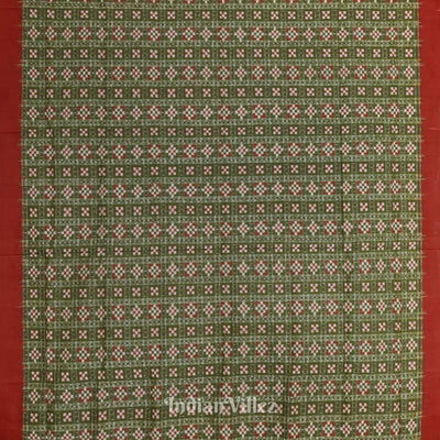 Green Red Pasapali Theme Sambalpuri Silk Saree